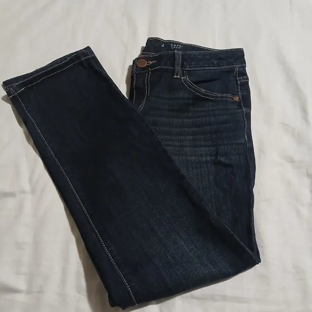 Simply Vera Vera Wang Denim 4 Capri Mid Rise Dark-Wash Straight Leg